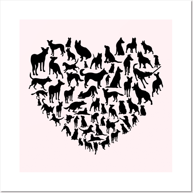 dogs love heart Wall Art by ArtStopCreative